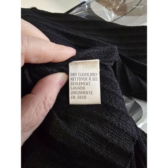 Ribbed Black V-Neck Cardigan Sweater W/ Single Button Closure For Women - Picture 9 of 10